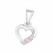 Pandantiv din argint Inima cu pietre roz DiAmanti DIA20682